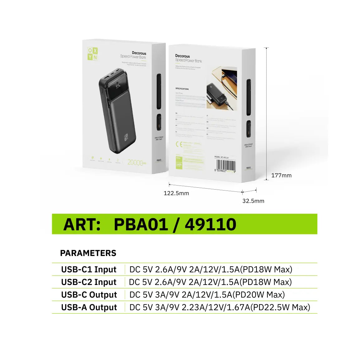 Powerbank Oxyn 20000 mAh Newtop