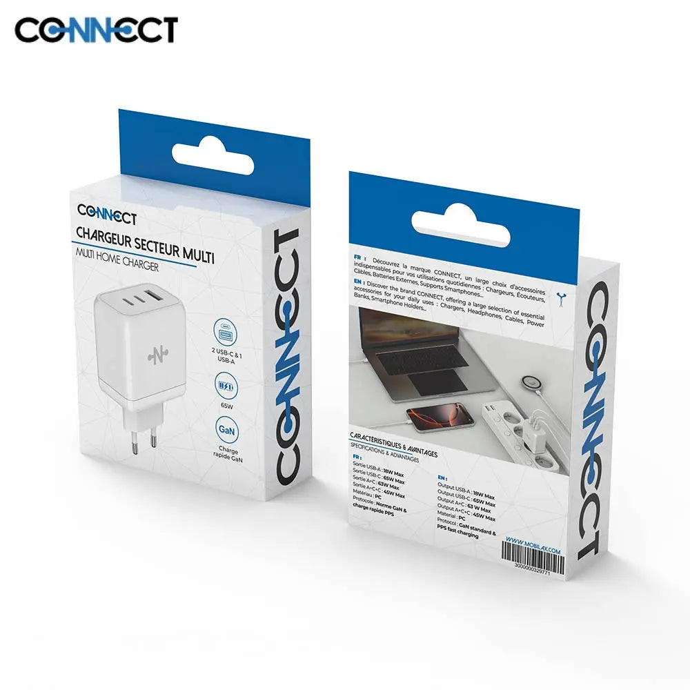 Caricatore Connect 65W (USB + 2 USB-C)