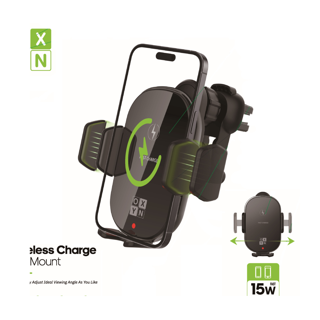 Oxyn Smartphone-Halterung mit kabelloser Aufladung für Autos
