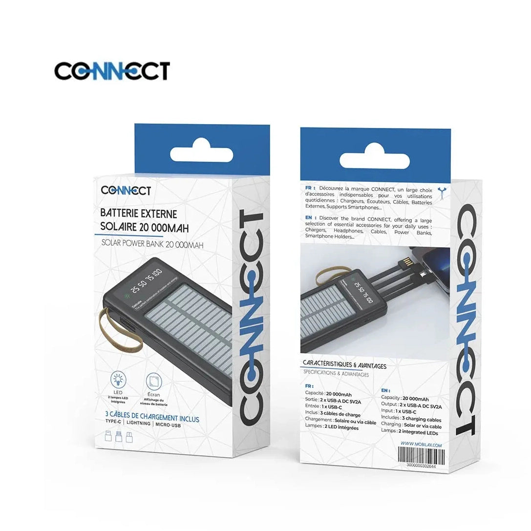 Batteria Esterna Powerbank Solare Connect 20000mAh