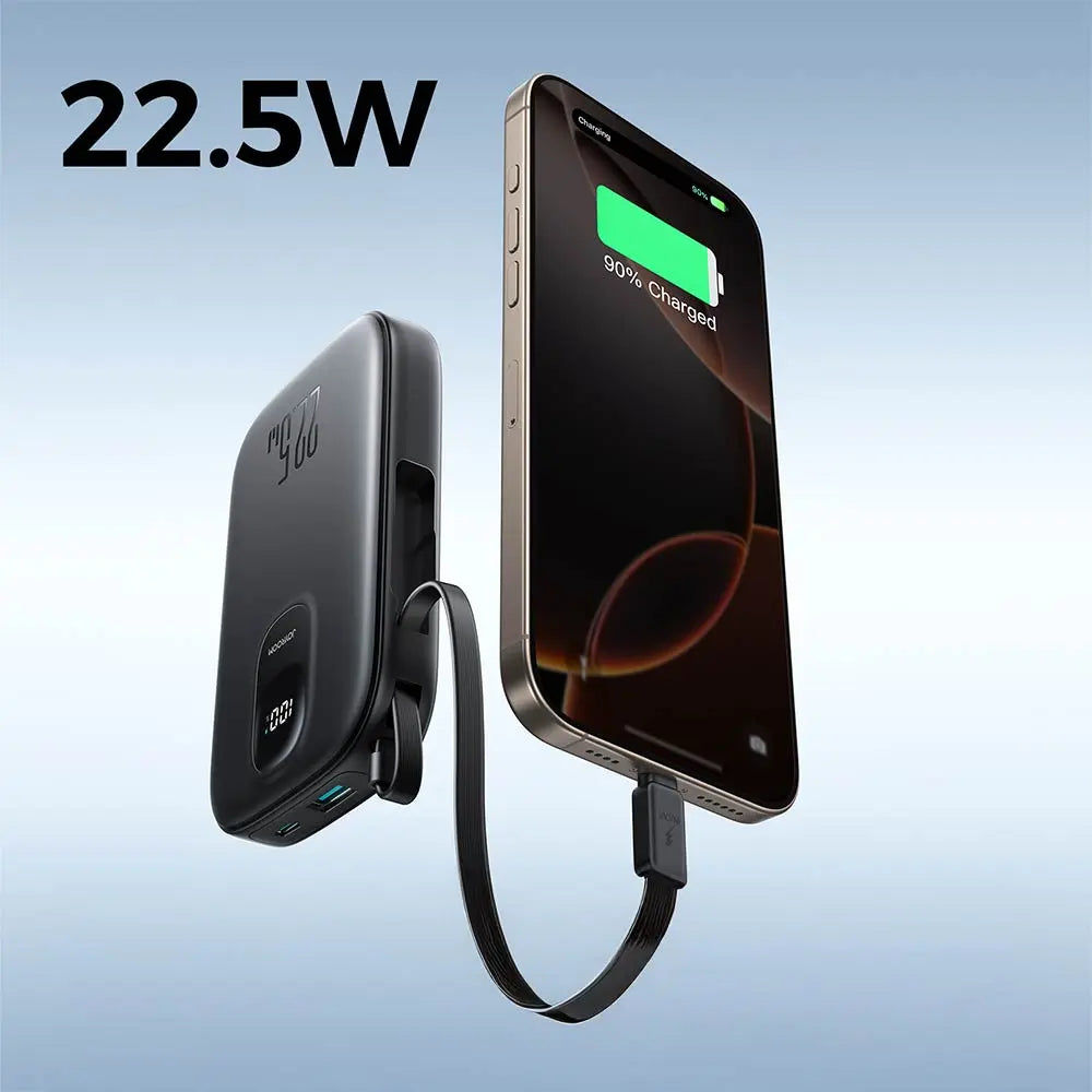 Powerbank Ricarica Rapida Joyroom 10000mAh 22.5W (con Cavo USB-C Retrattile)