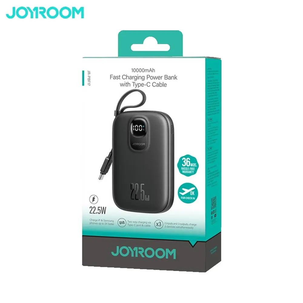 Powerbank Ricarica Rapida Joyroom 10000mAh 22.5W (con Cavo USB-C Retrattile)