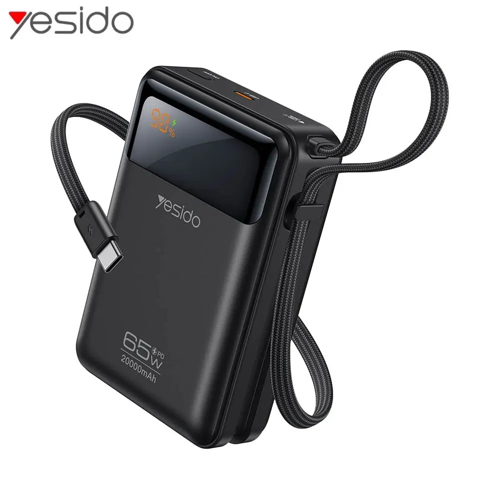 Batteria Esterna Power Bank con Cavo di Ricarica USB-C 20000mAh 65W