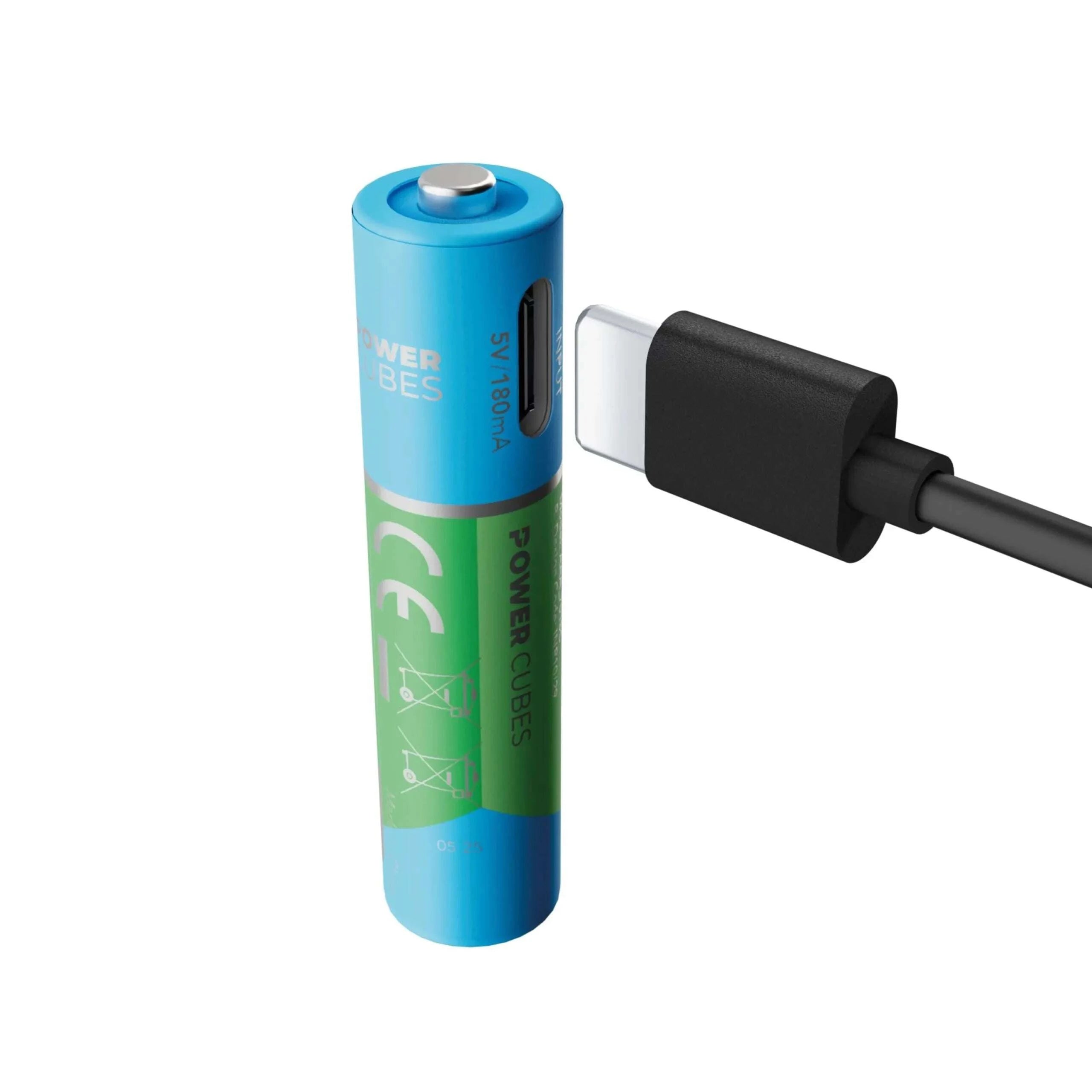 2 wiederaufladbare AAA/AA-Batterien über USB-C