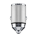 Caricabatterie da auto mini a due porte, 30W, corpo cromato con_punta di contatto metallico.
